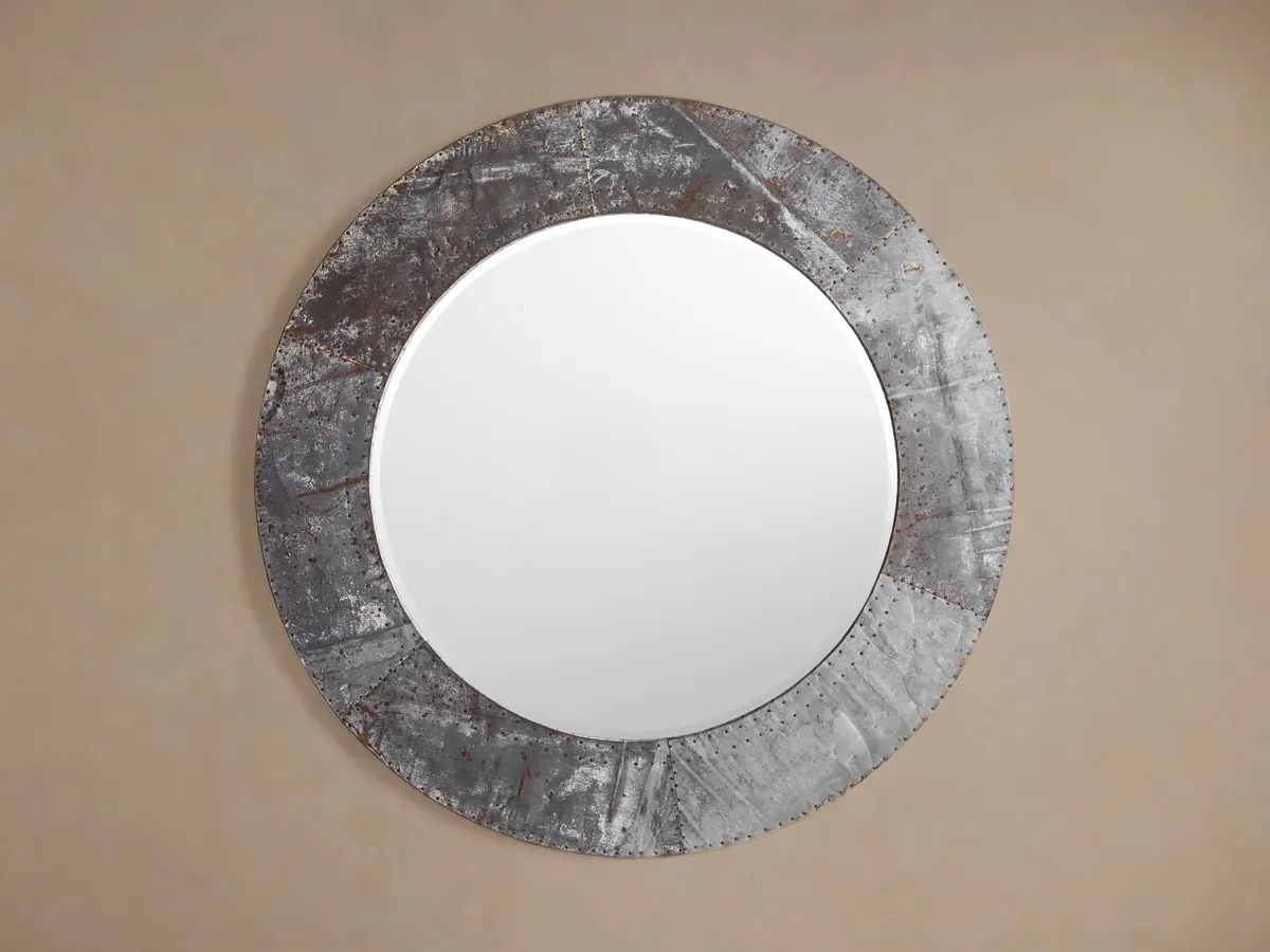 Caspian Round Wall Mirror In Iron 1