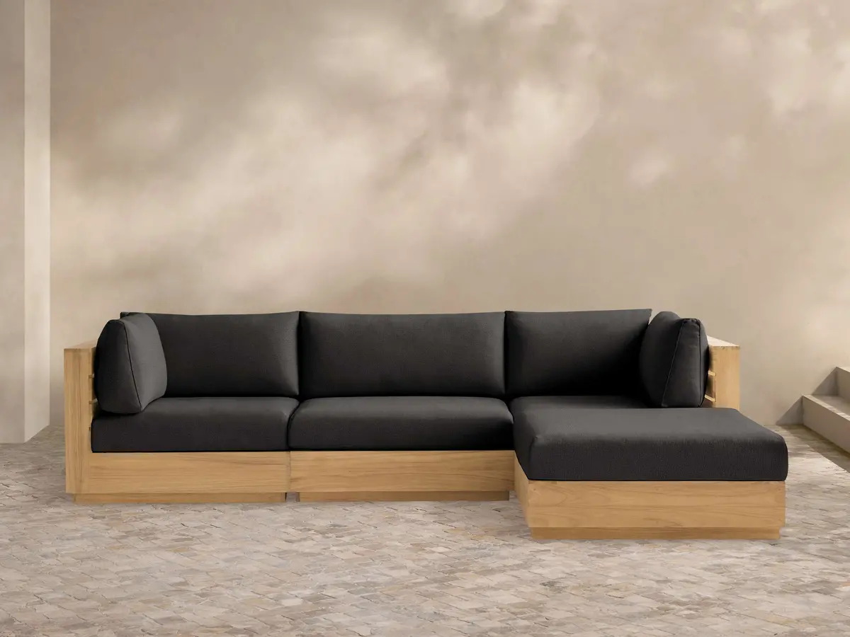 Bal Harbour Outdoor Teak Four-Piece Sectional 1