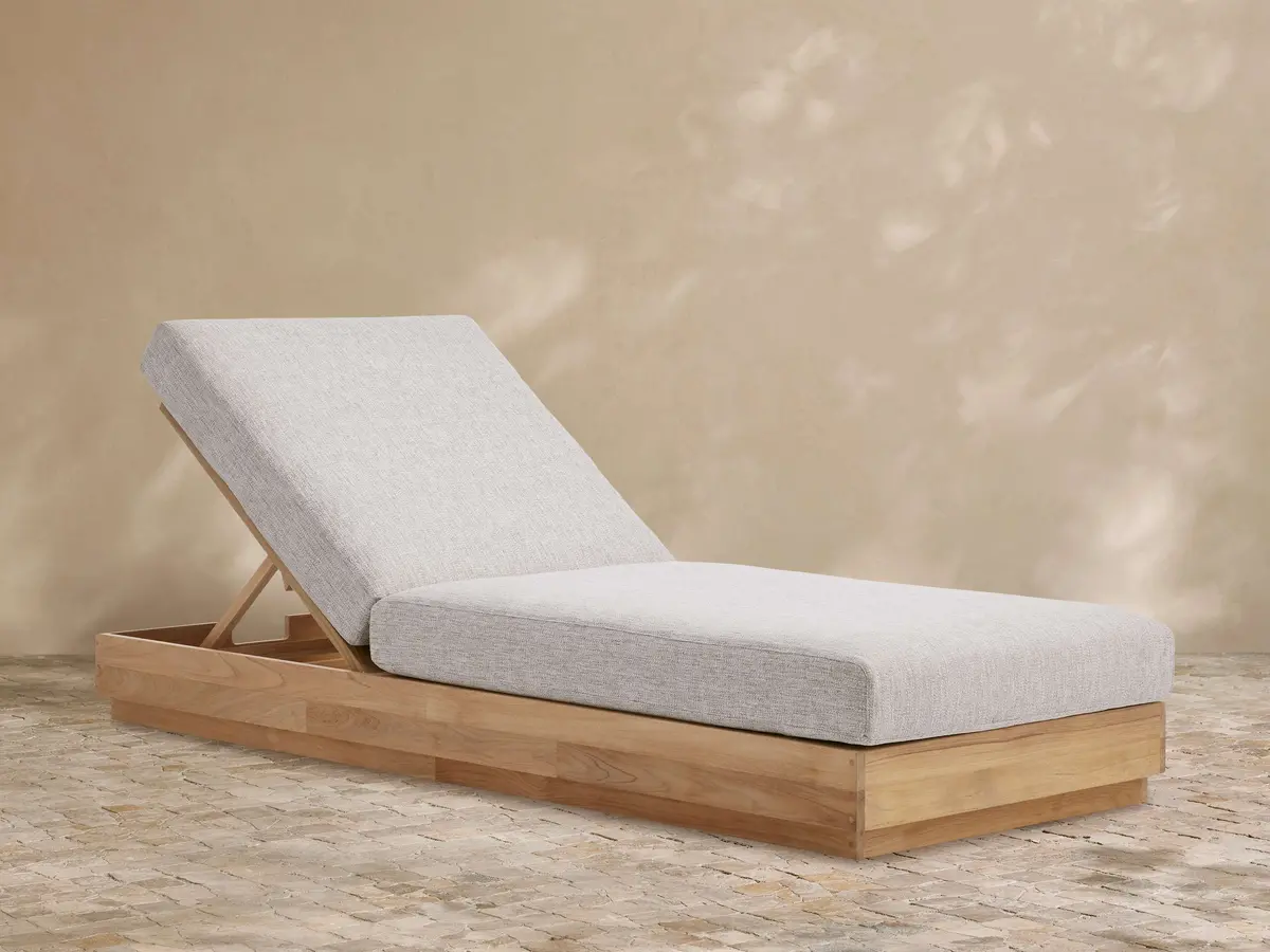 Bal Harbour Outdoor Teak Chaise In Shardai Zinc 1