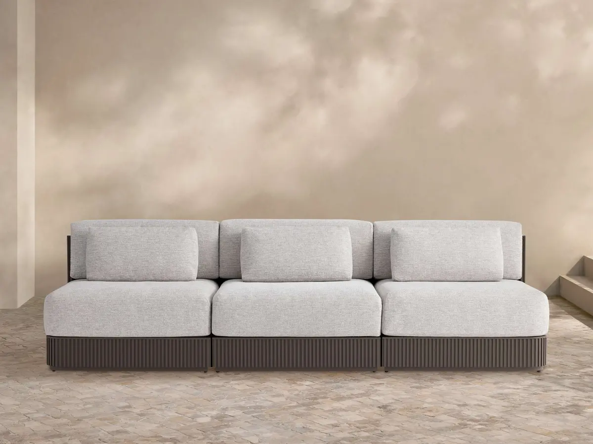 Beaumont Outdoor Aluminum Three-Piece Modular Sofa 1