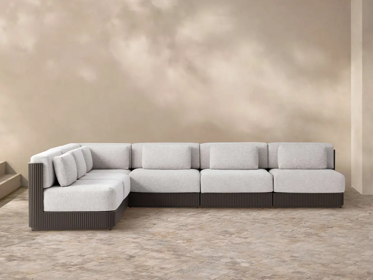 Beaumont Outdoor Aluminum Six-Piece Sectional 1