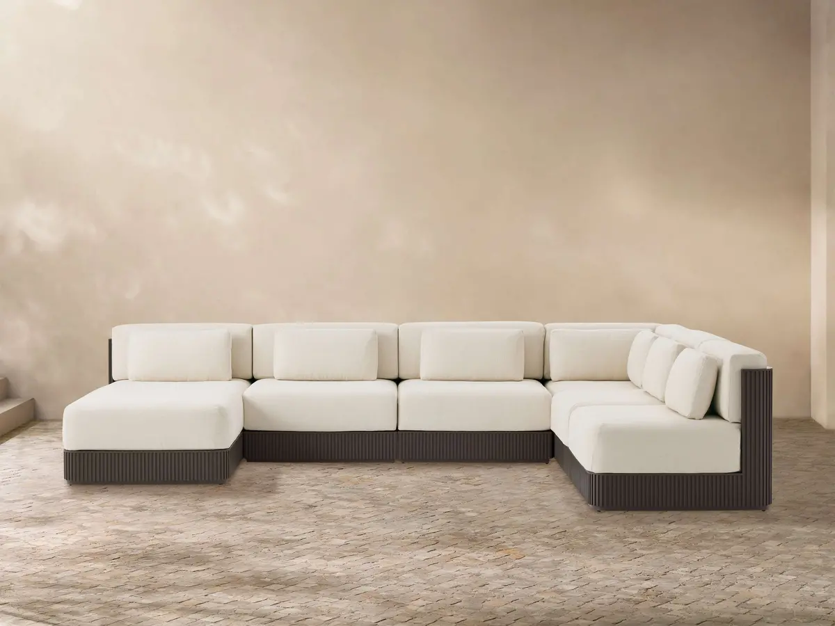 Beaumont Outdoor Aluminum Six-Piece Sectional With Chaise 1