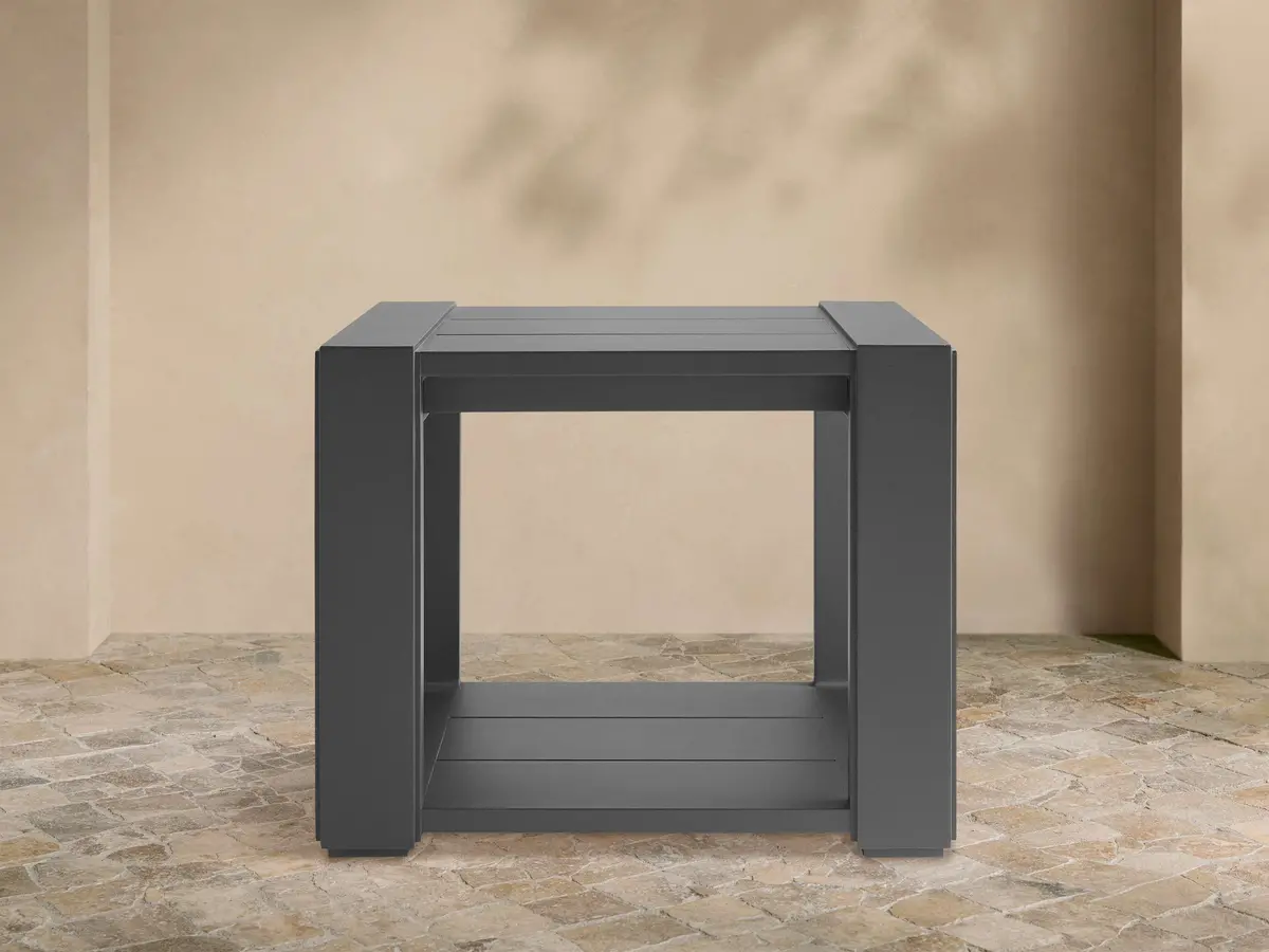Canyon Outdoor Aluminum End Table In Lava Grey 1