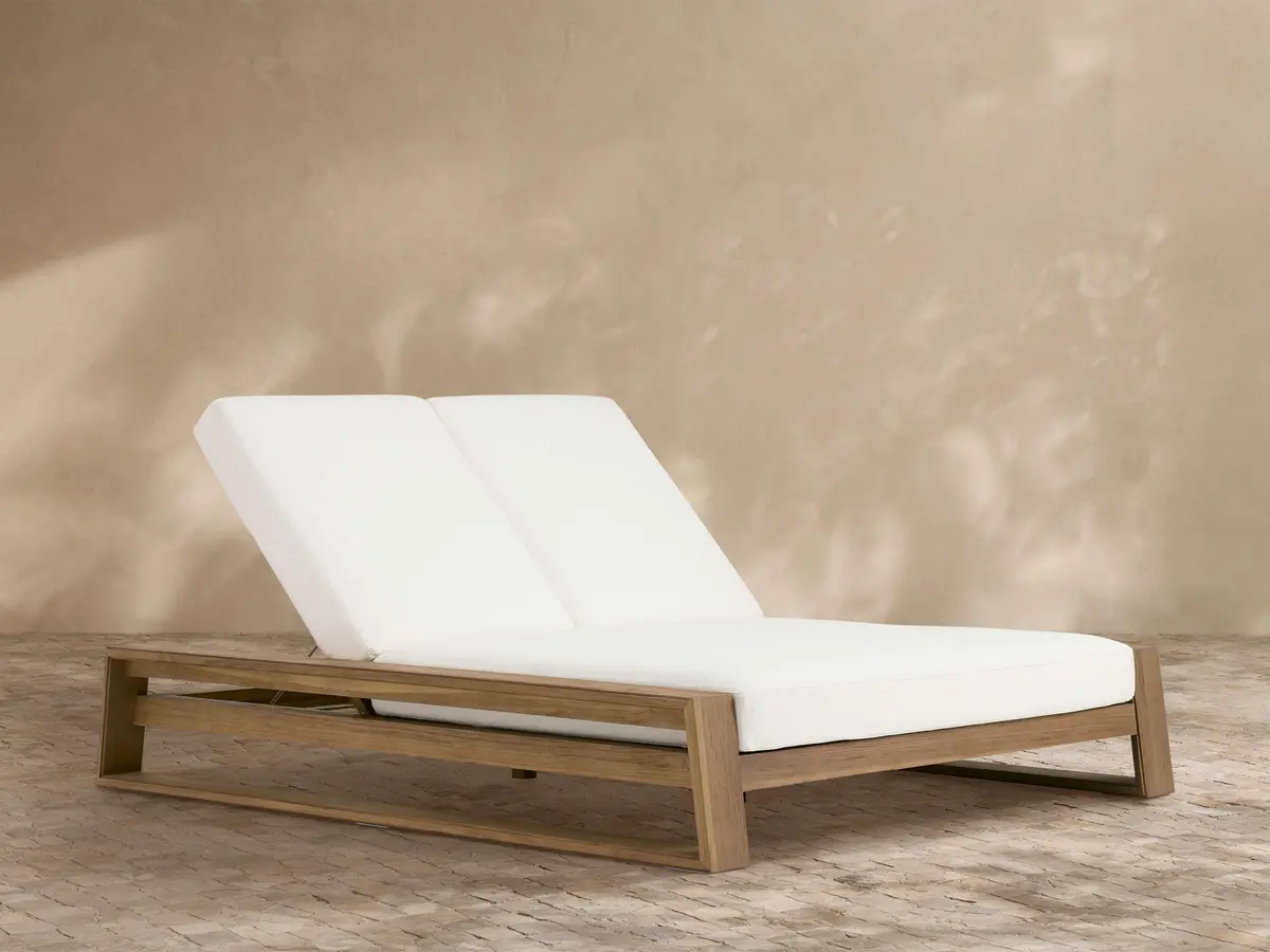 Canyon Outdoor Teak Double Chaise 1