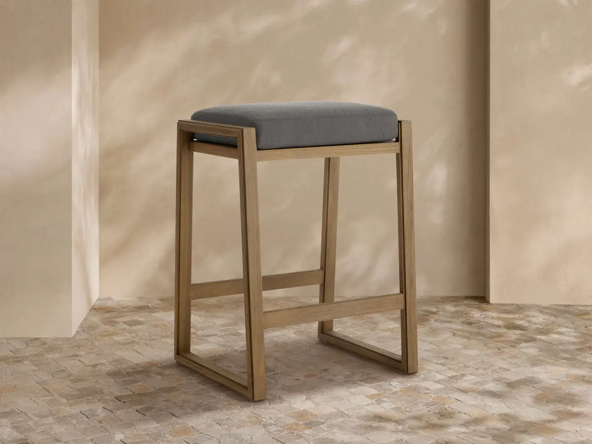 Canyon Outdoor Teak Backless Barstool 1