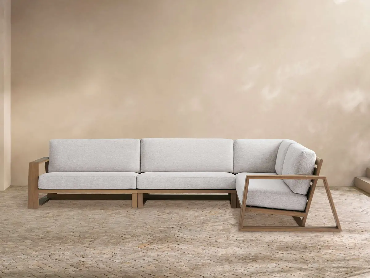 Canyon Outdoor Teak Three-Piece Sectional 1