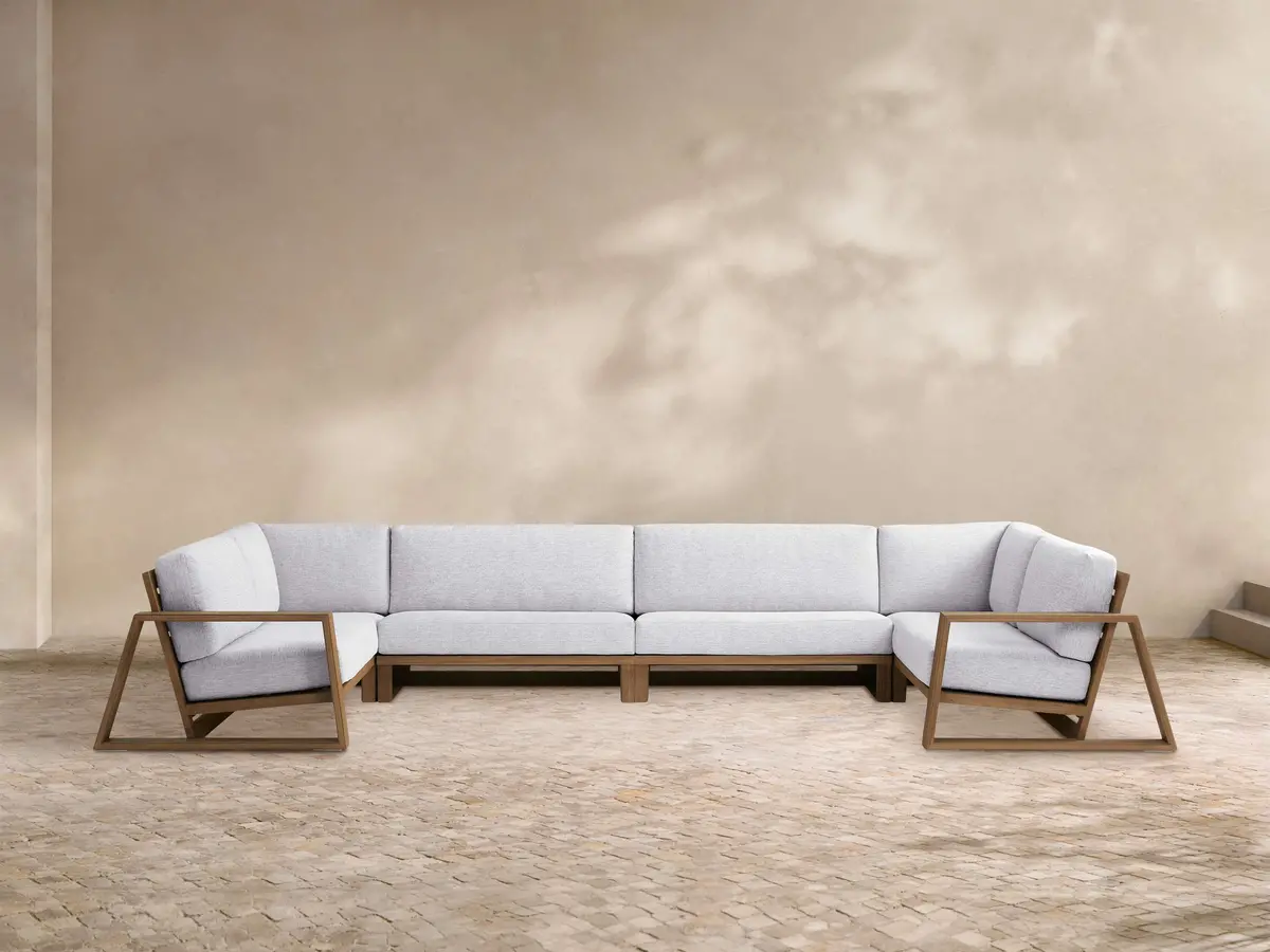 Canyon Outdoor Teak Four-Piece Sectional 1
