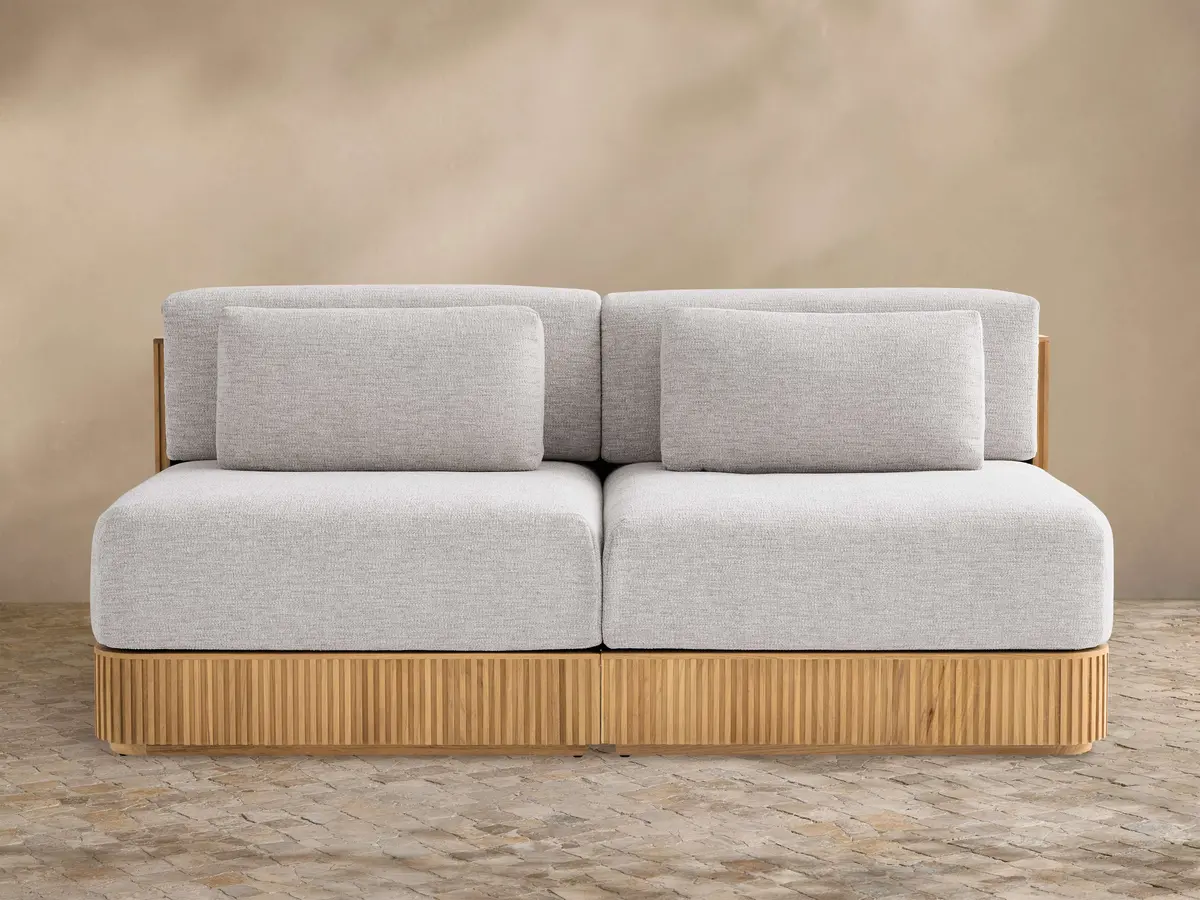 Beaumont Outdoor Teak Two-Piece Modular Sofa 1