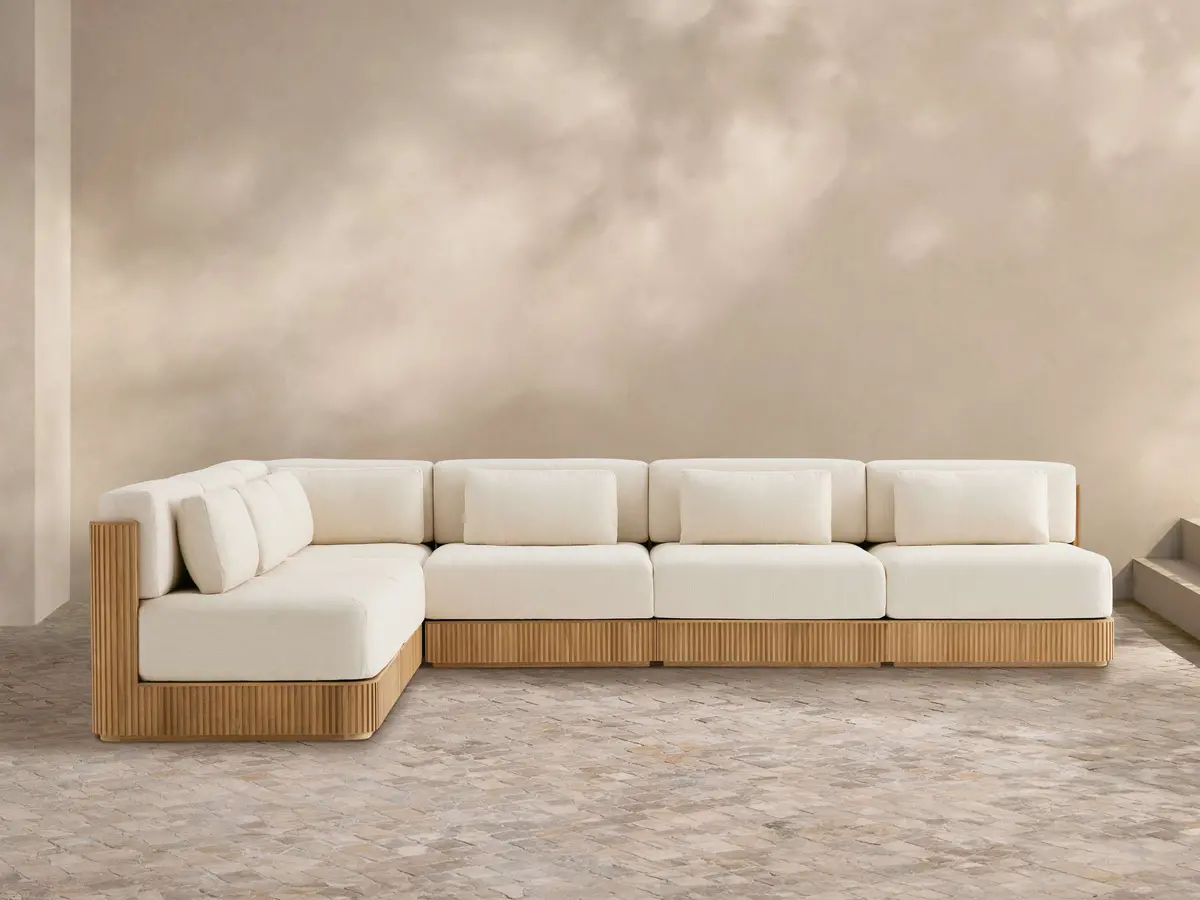 Beaumont Outdoor Teak Six-Piece Sectional 1