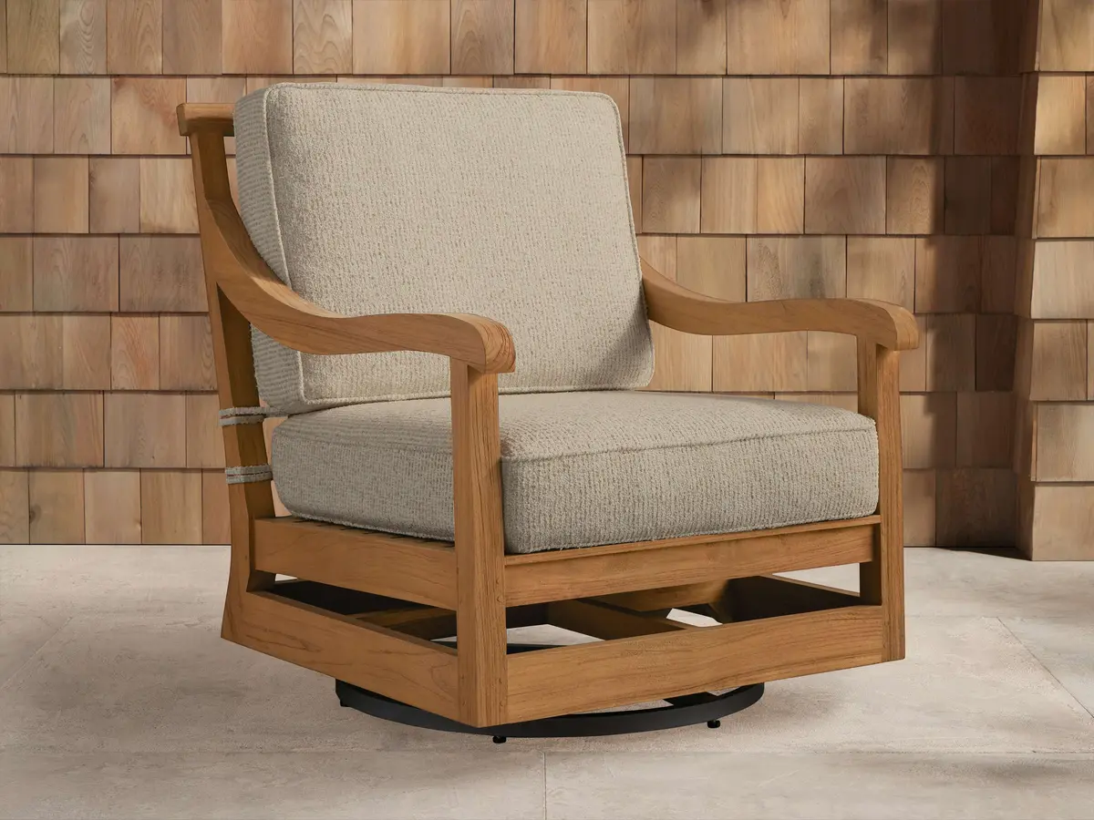 Hamptons Outdoor Swivel Chair In Weathered Fawn 1