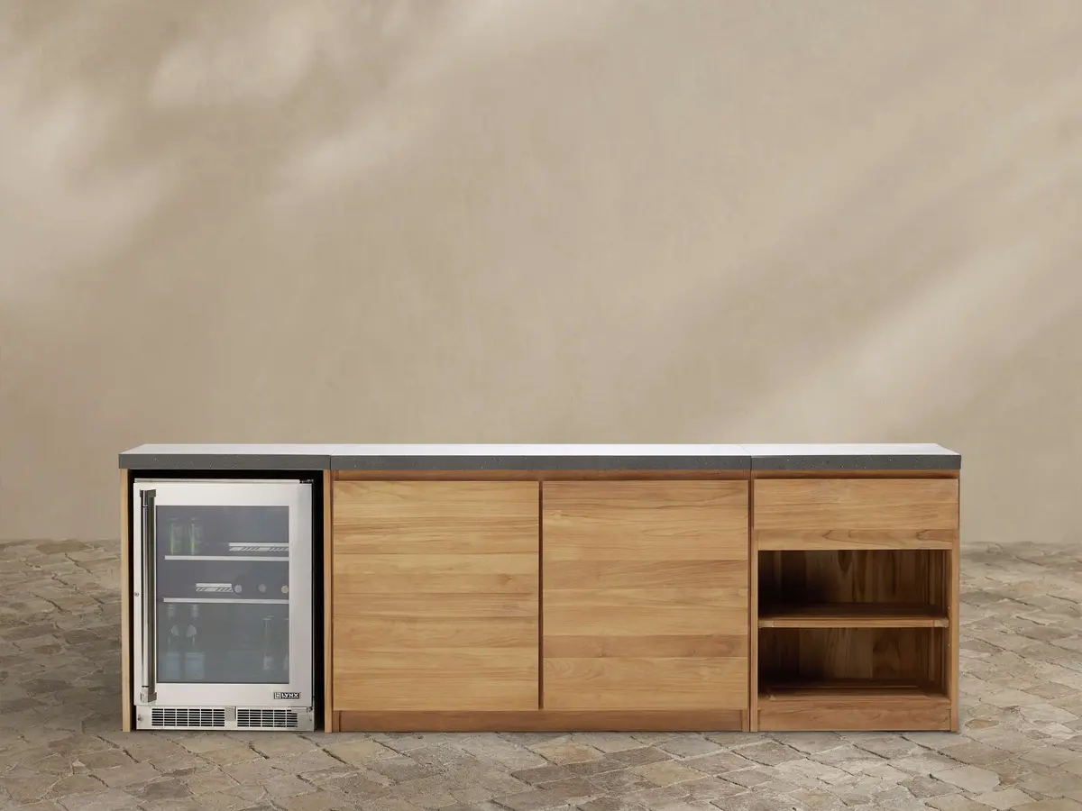 Outdoor Teak Modular Kitchen Three Piece Cabinet Set 1