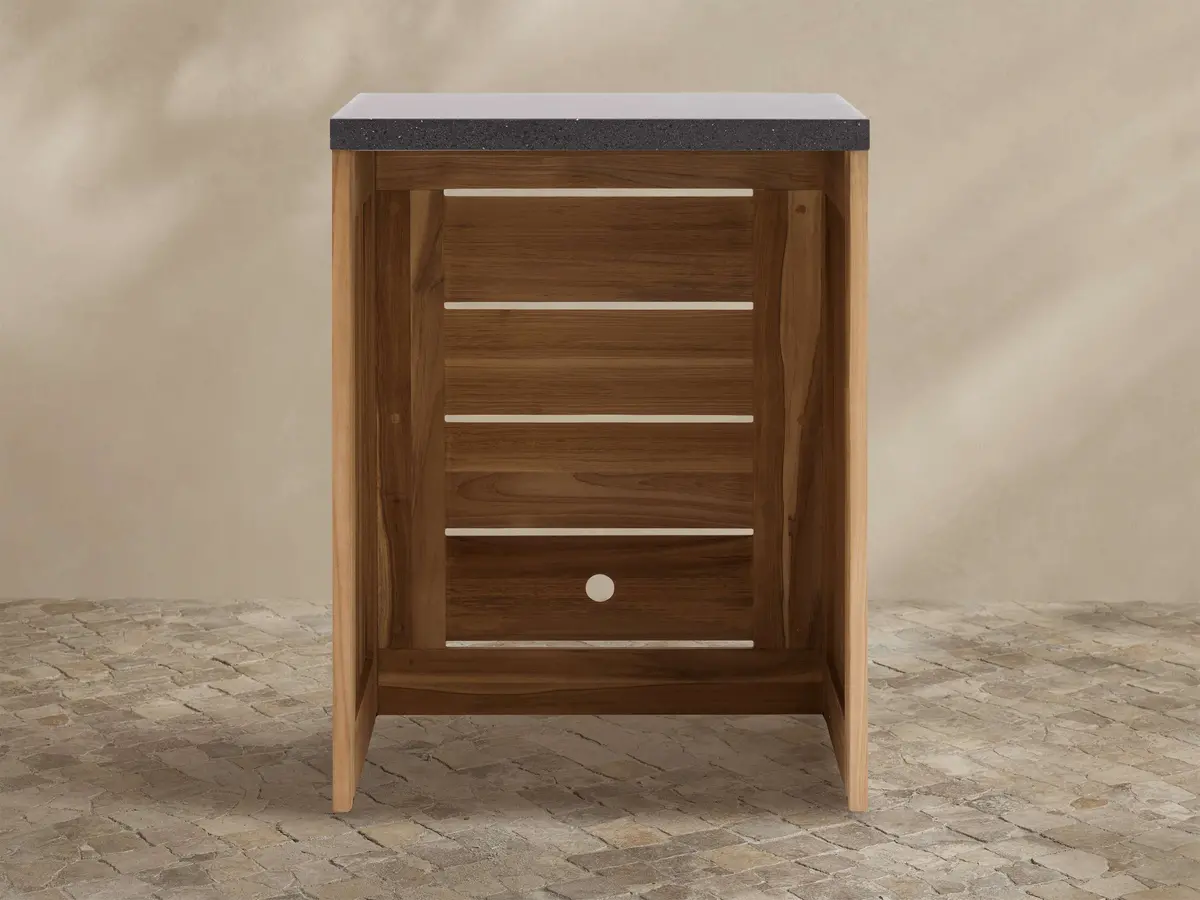 Outdoor Teak Modular Kitchen Refrigerator Cabinet 1