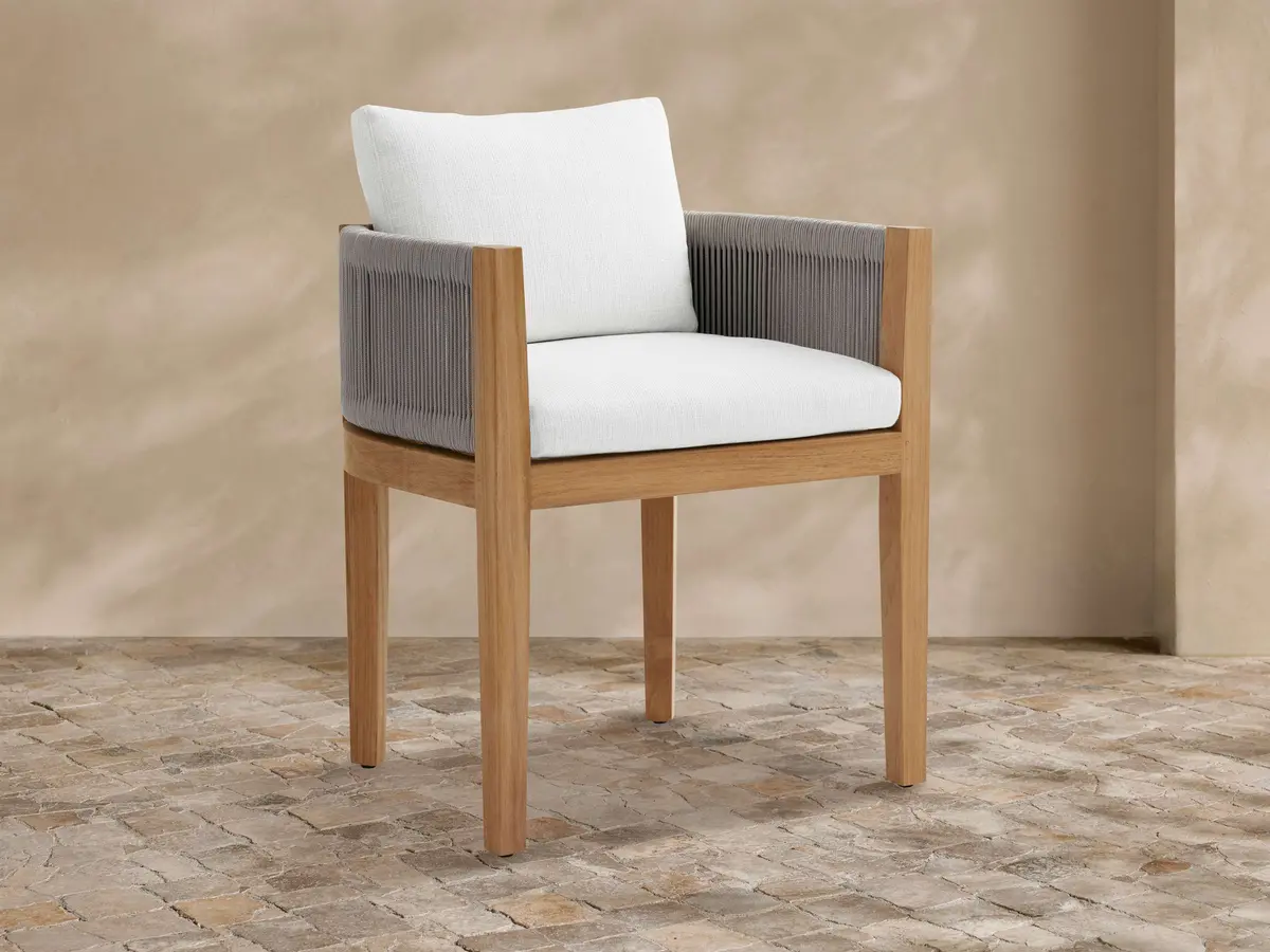 Newport Outdoor Dining Arm Chair In Eden Snow 1