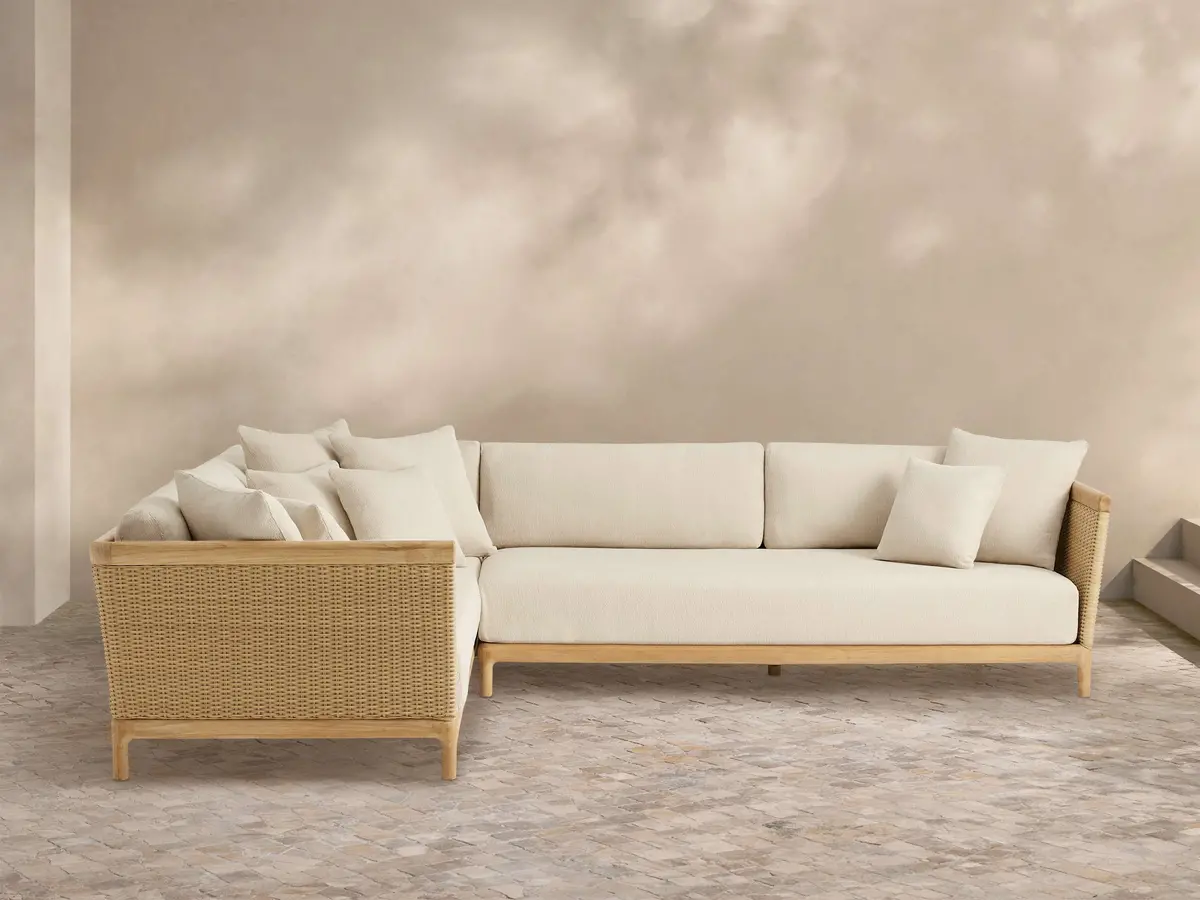 Puglia Outdoor Teak Two-Piece Sectional 1