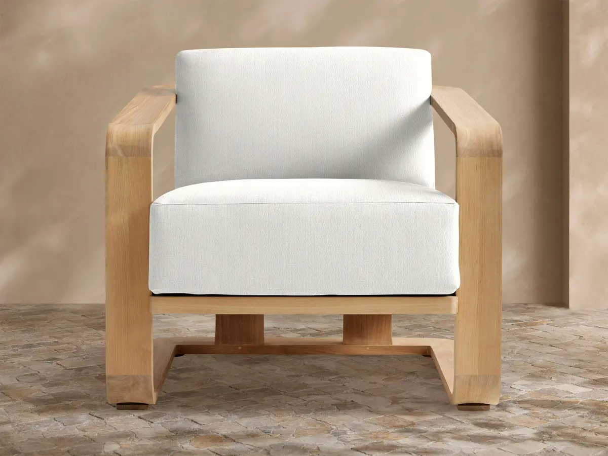 Sonoma Outdoor Teak Lounge Chair In Savona Snow 1
