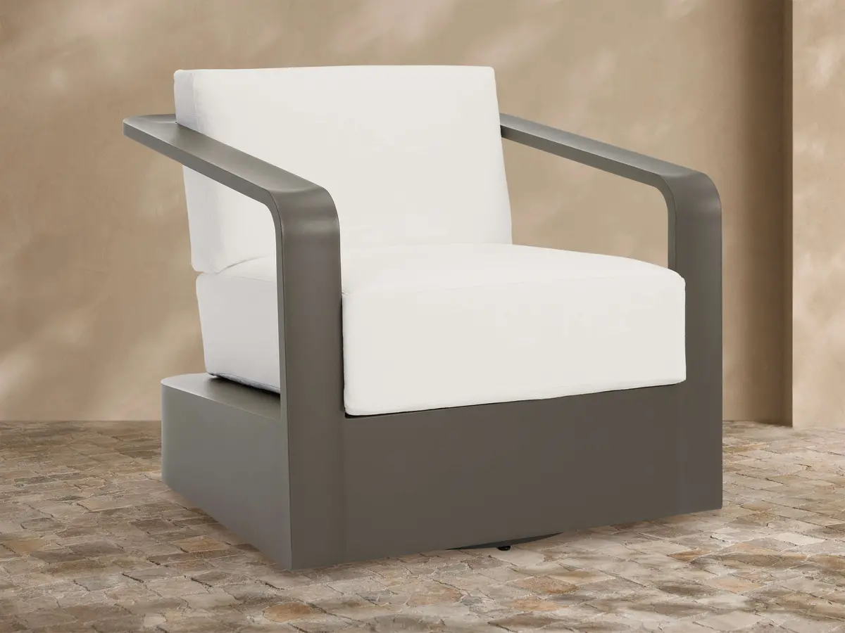 Sonoma Outdoor Aluminum Swivel Chair In Savona Snow 1