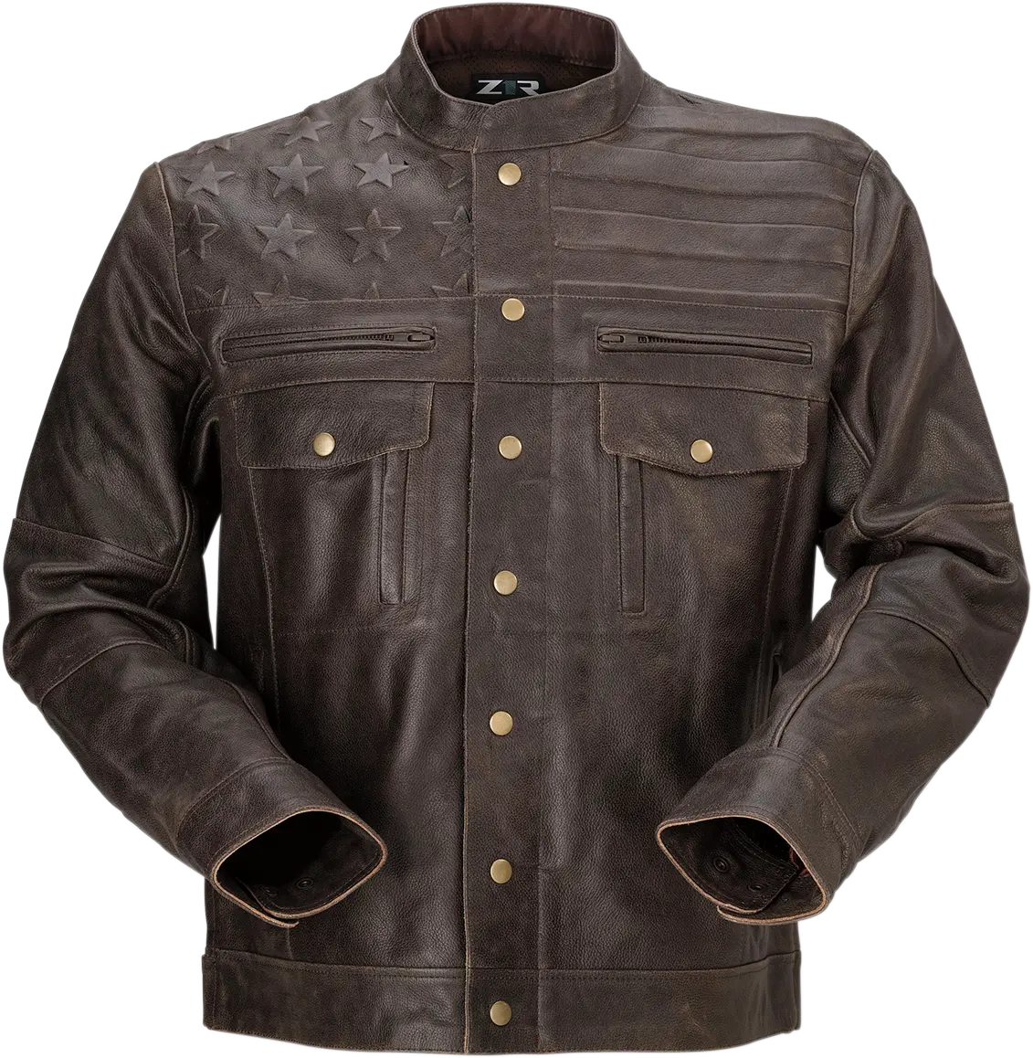 Z1R Deagle Premium Brown Leather Motorcycle Jacket (Size 5Xl) 1