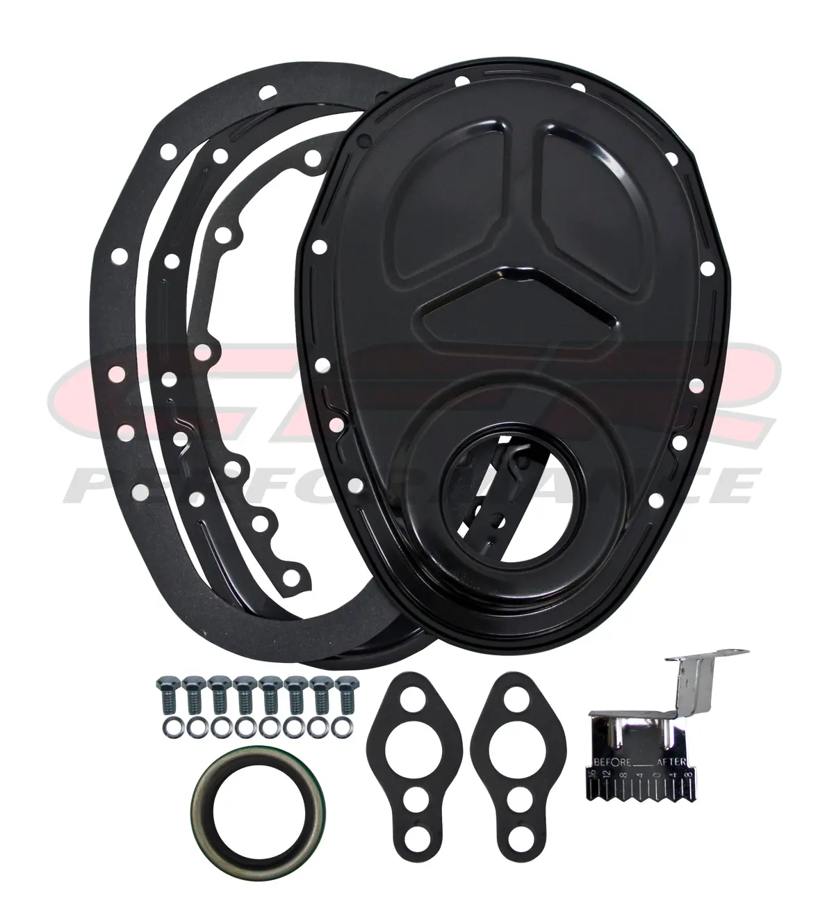 Steel Timing Chain Cover Chevy Small Block 2-Piece 283–350 Set – Black 1