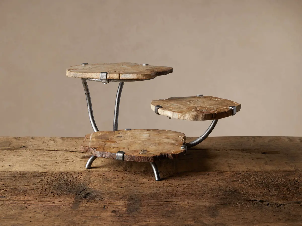 Petrified Wood Triple Tray Server 1