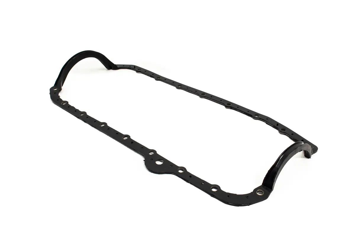 1980–1985 Chevy Small Block 305–350 Neoprene Rubber Oil Pan Gasket – 2-Piece Rear Main Seal, Passenger-Side Dipstick, Black 1