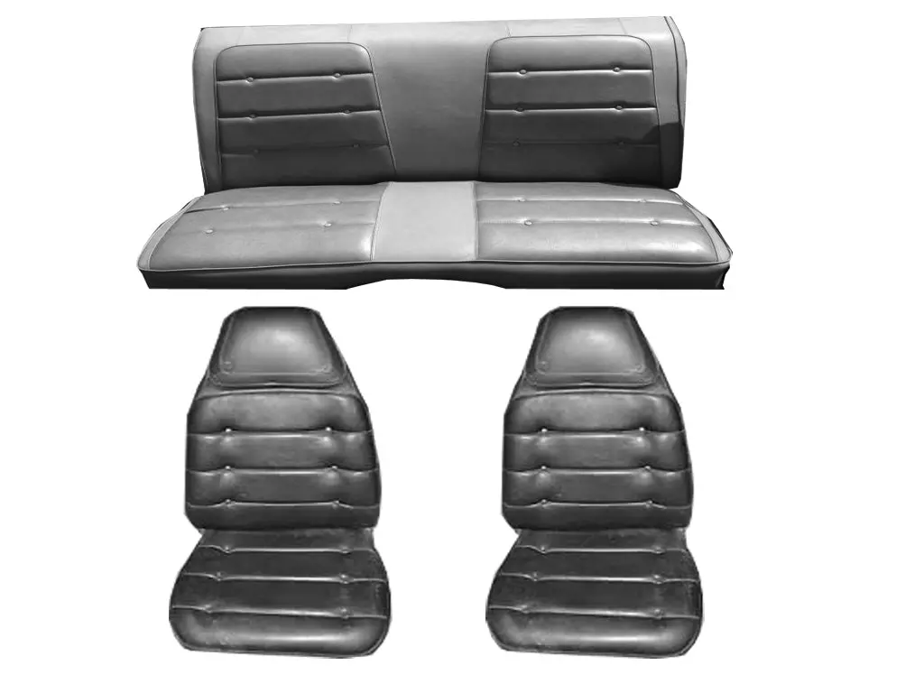 7721-Buk-C Mopar 1974 Charger Roadrunner Front Bucket Rear Bench Seat Cover Set 1