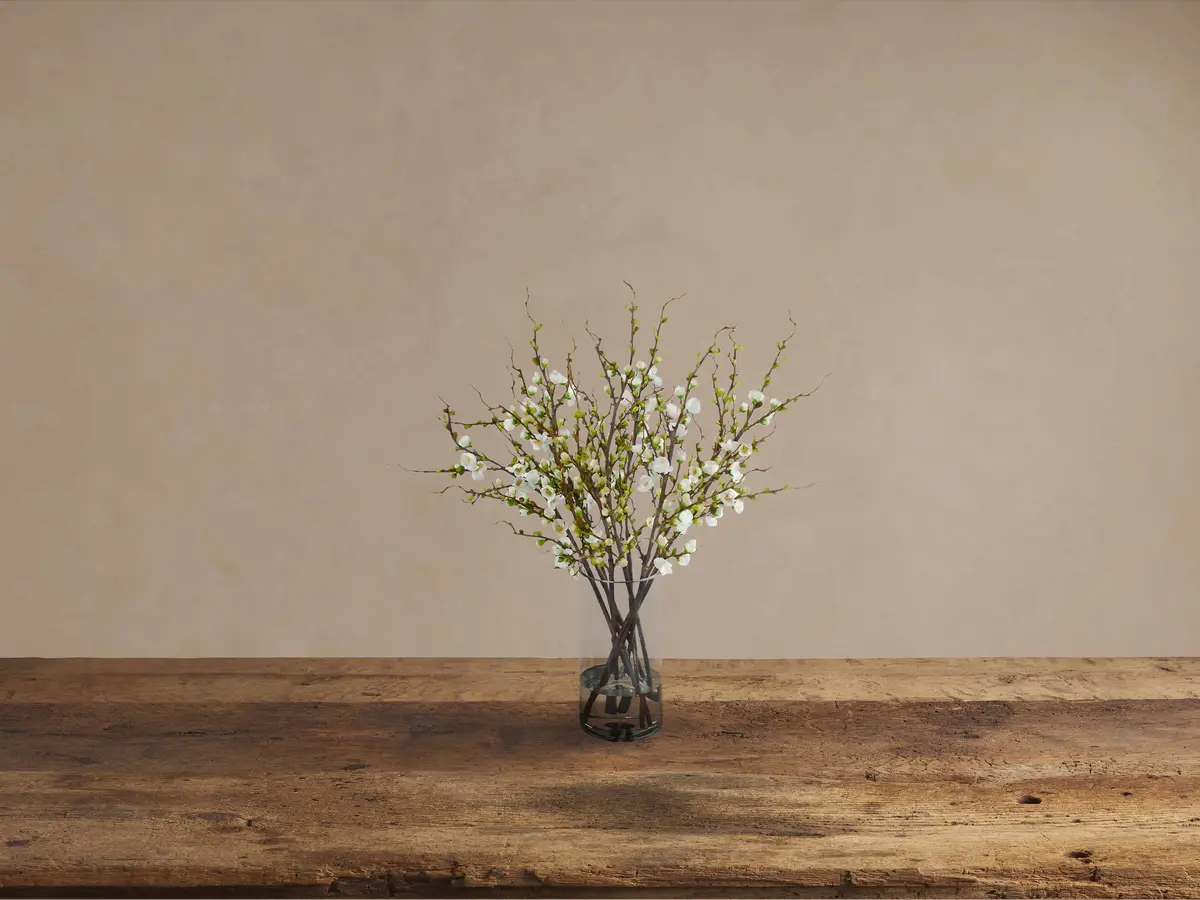 Faux Peach Blossom In Glass 1