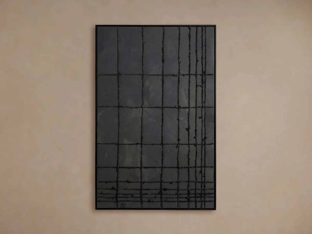 Linear Charcoal Framed Print 1