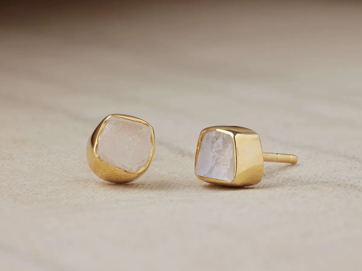 Darian Moonstone Bezel Stud Earring 1
