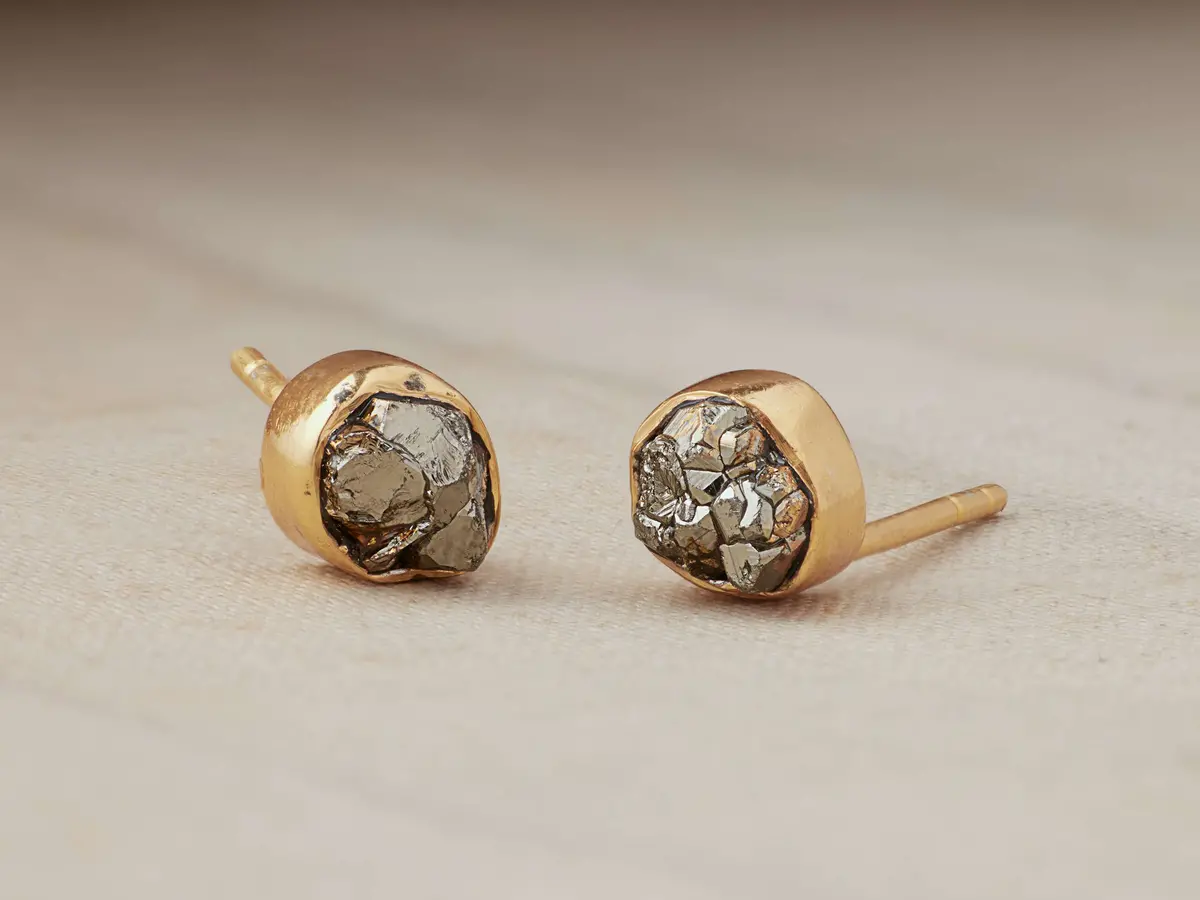 Darian Pyrite Bezel Stud Earrings 1