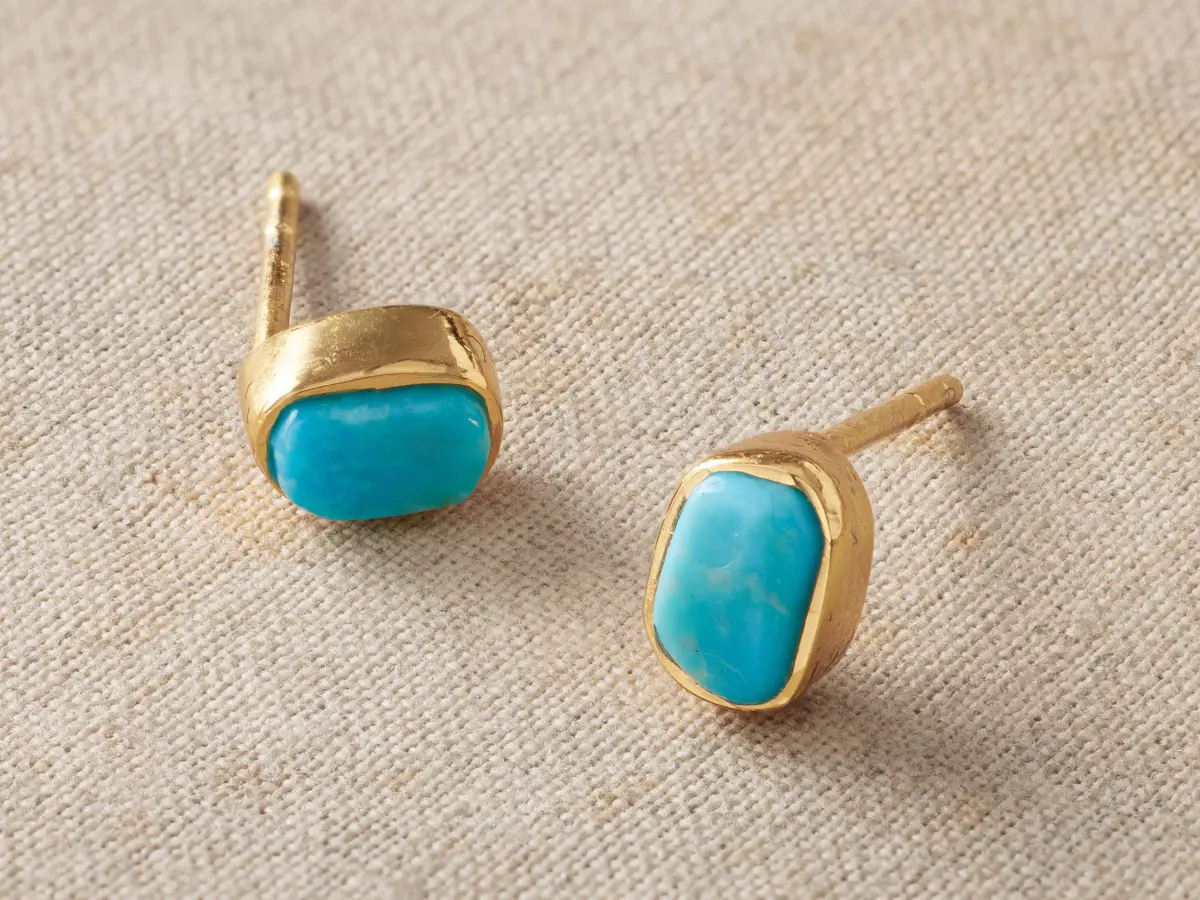 Darian Turquoise Bezel Stud Earrings 1