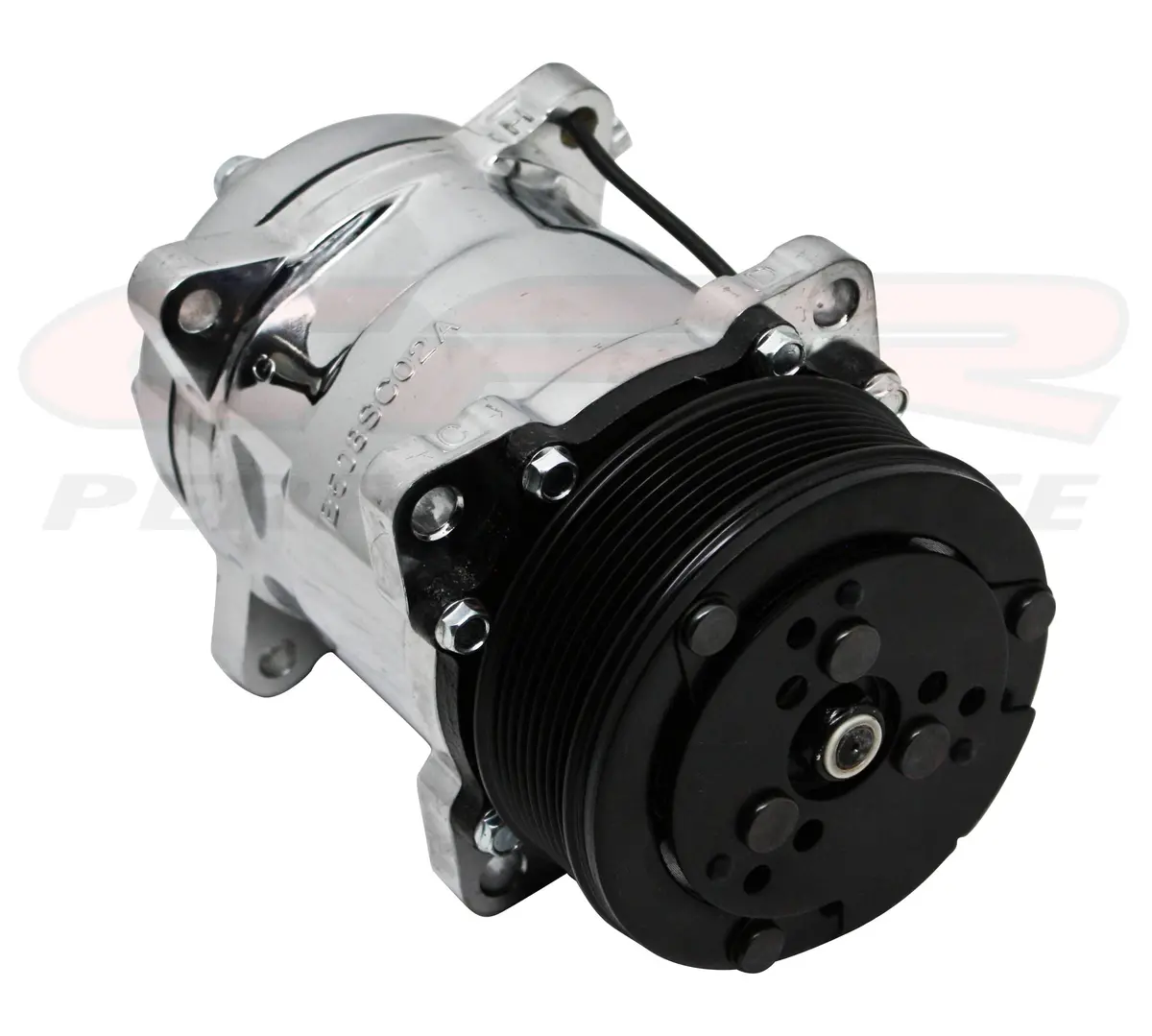 Aluminum Air Compressor Sanden Type 508 Housing -Serpentine Pulley - Chrome 1
