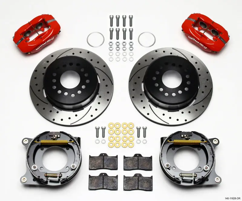 Wilwood Forged Dynalite Power Brake Kit With Parking Brake – Red Finish For 1957–1964 Corvette & Impala 1