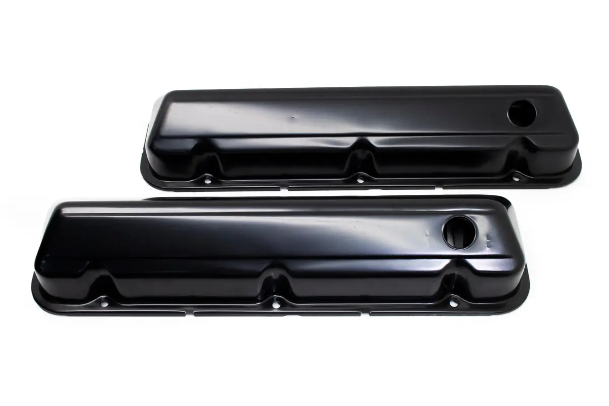 Steel Valve Covers Fits 1968–1997 Ford 429-460 Big Block Engines – Smooth – 1 Hole – Black 1