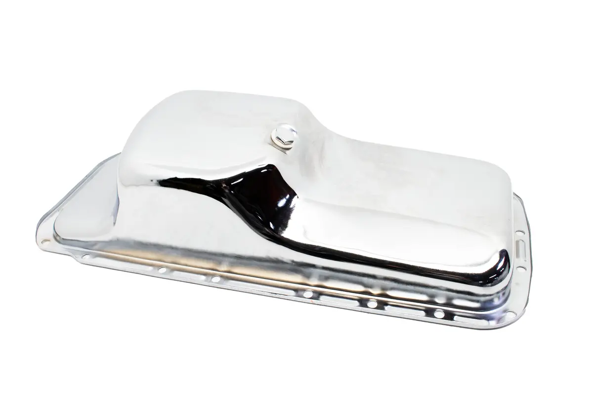 Steel Oil Pan - Fits 1967–1987 Chrysler/Mopar Bb 361 383 400 413 440 & Hemi 426 Engines – Rear Sump, 5-Quart Capacity – Chrome Finish 1