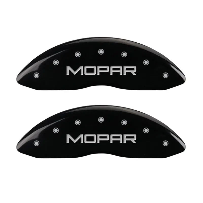 Mgp Engraved 4-Piston Caliper Covers – Front And Rear, Mopar-Branded, Black With Silver Accent Finish 1