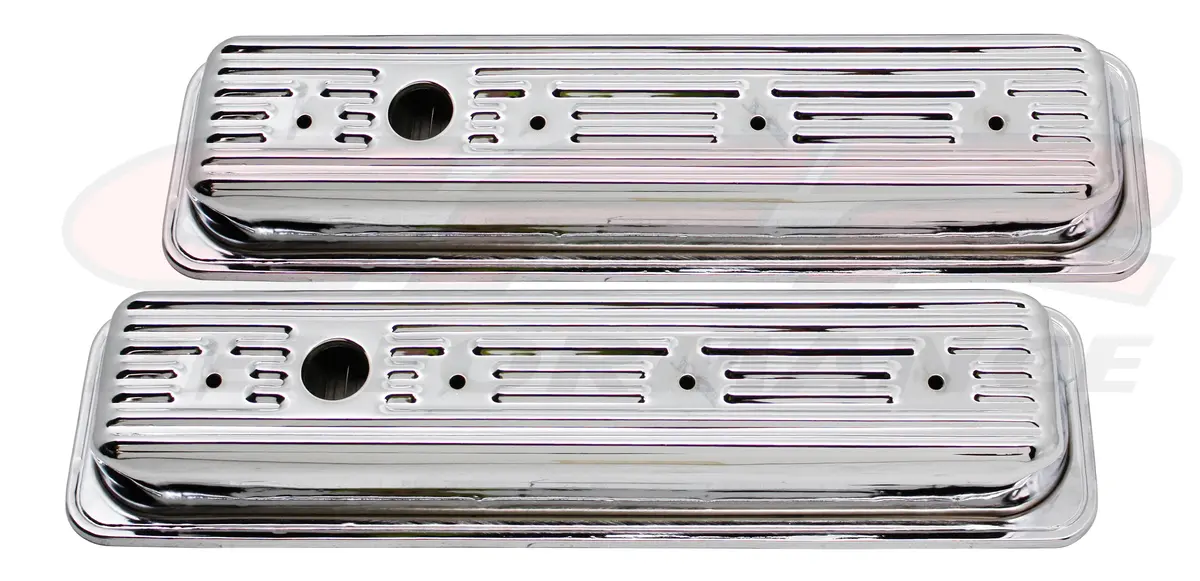 Steel 1987-00 Chevy-Gmc 5.0L & 5.7L Center Bolt Valve Covers- Chrome (Both Side One Hole Only) 1
