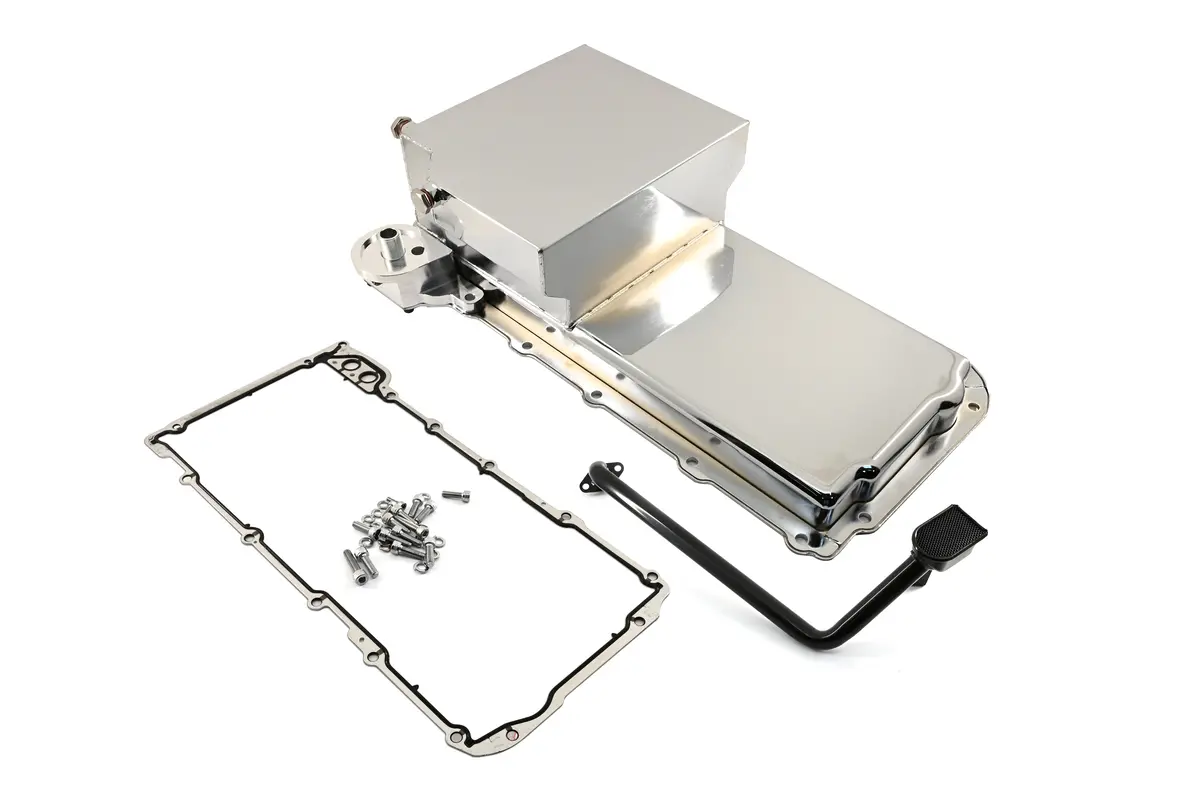 Cfr Performance Compatible/Replacement Steel Chevy Gm Ls Engines Oil Pan 7 Qt Filter Adapter Kit W/Bolts, Pickup, Gasket – Chrome 1