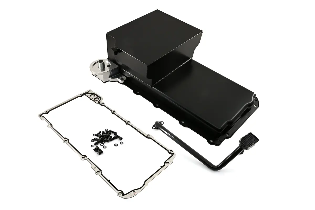 Compatible/Replacement Steel Chevy Gm Ls Engines Oil Pan 7 Qt Filter Adapter Kit W/Bolts, Pickup, Gasket – Black 1