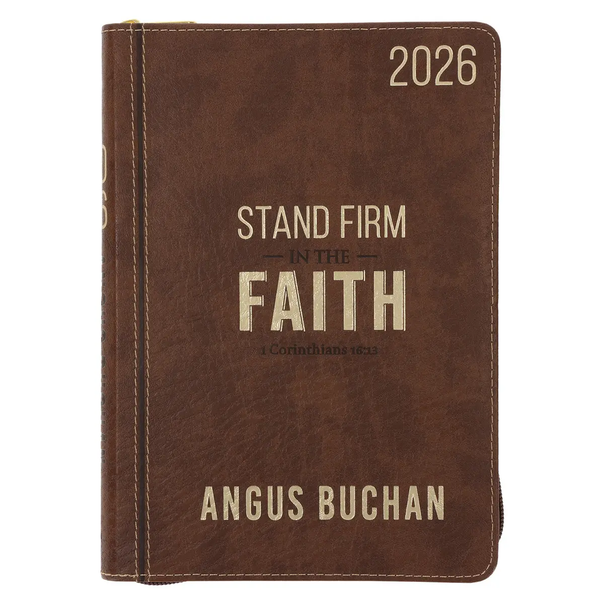 2026 Angus Buchan Diary - Daily Planner - Stand Firm In The Faith - Faux Leather With Zip 1