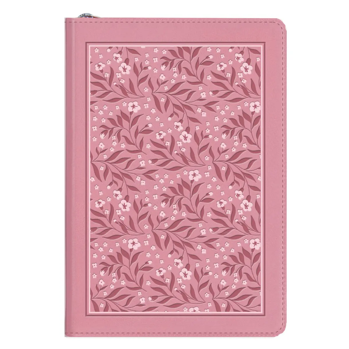 Nlt Pink Floral Faux Leather Compact Bible With Zip 1