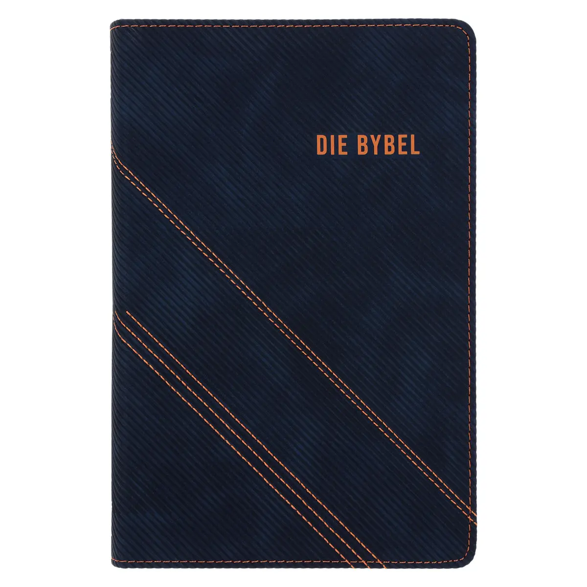 Nlv Donkerblou En Oranje Kunsleer Standaard Bybel Met Duimgrepe 1