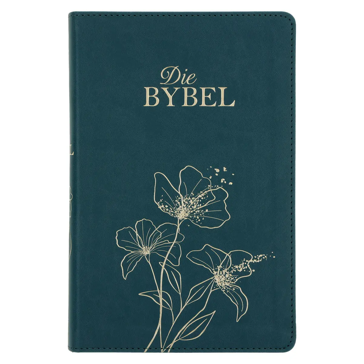 Nlv Olyfgroen Met Goue Blomme Kunsleer Standaard Bybel Met Duimgrepe 1