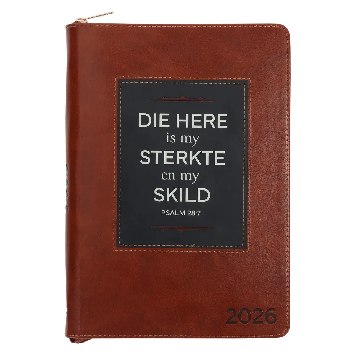 2026 Dagboek - Professionele Jaarbeplanner - Die Here Is My Sterkte - Kunsleer Met Rits 1