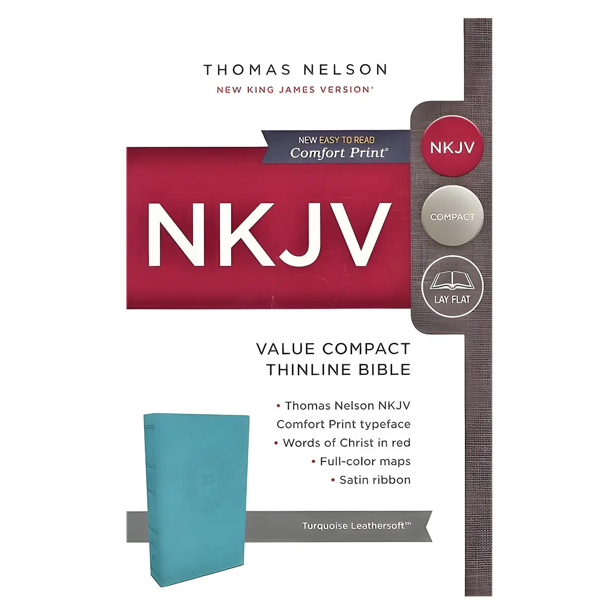 Nkjv Blue Faux Leather Value Thinline Compact Bible Red Letter Comfort Print 1