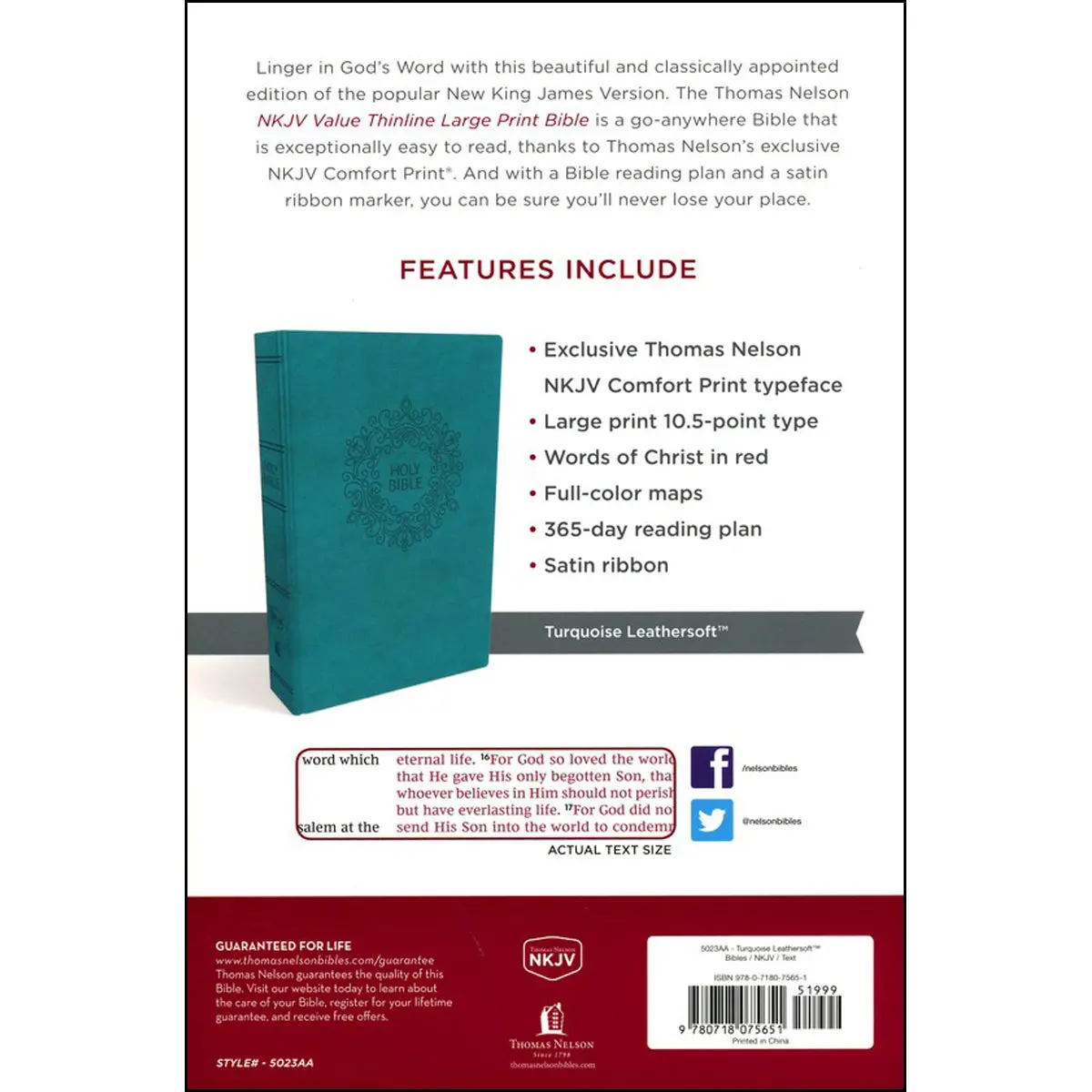 Nkjv Turquoise Imitation Leather Value Thinline Bible Large Comfort Print 2