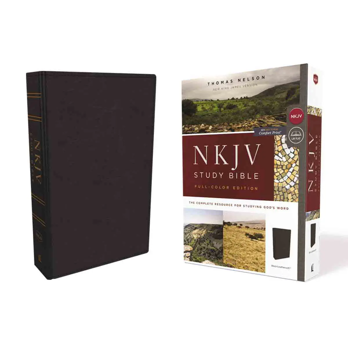 Nkjv Study Bible Red Letter Full Color Black (Comfort Print)(Imitation Leather) 1