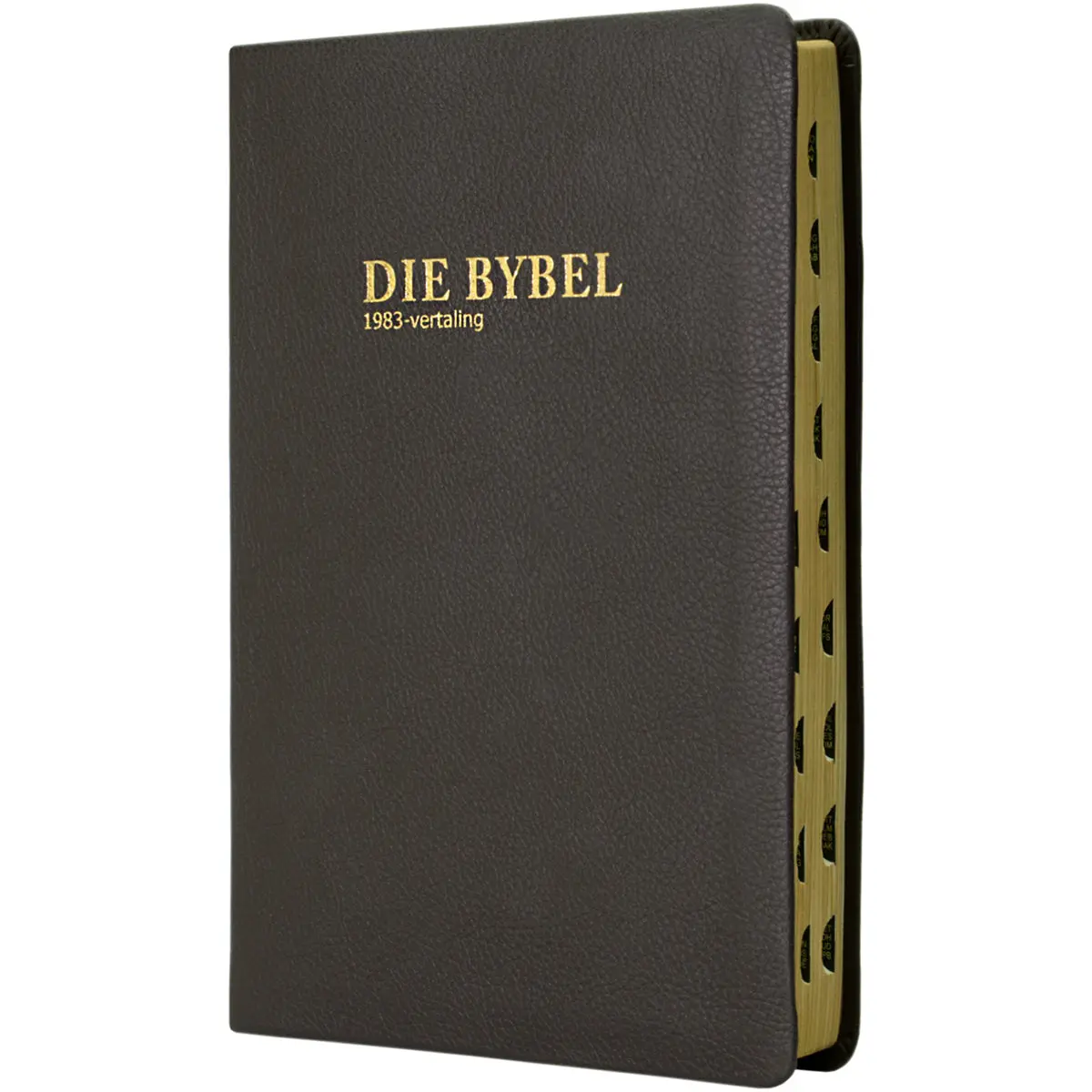 Afrikaans 1983 Vertaling Bruin Egte Leer Medium Bybel Met Duimdrukke 1