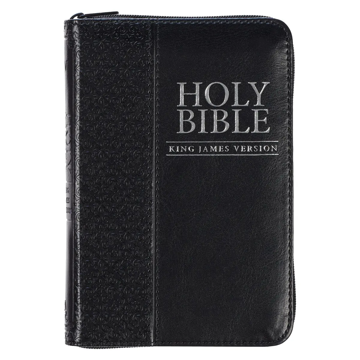 Kjv Black Faux Leather Mini Pocket Edition Bible Red Letter With Zip 1