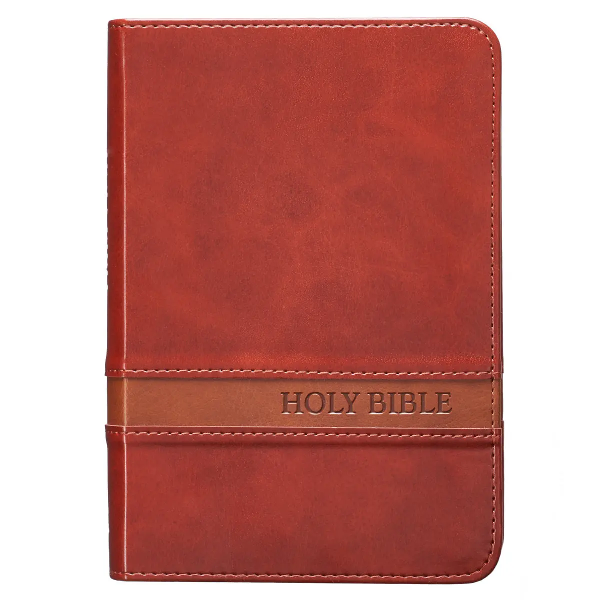 Kjv Brown Faux Leather Compact Bible Large Print Red Letter 1