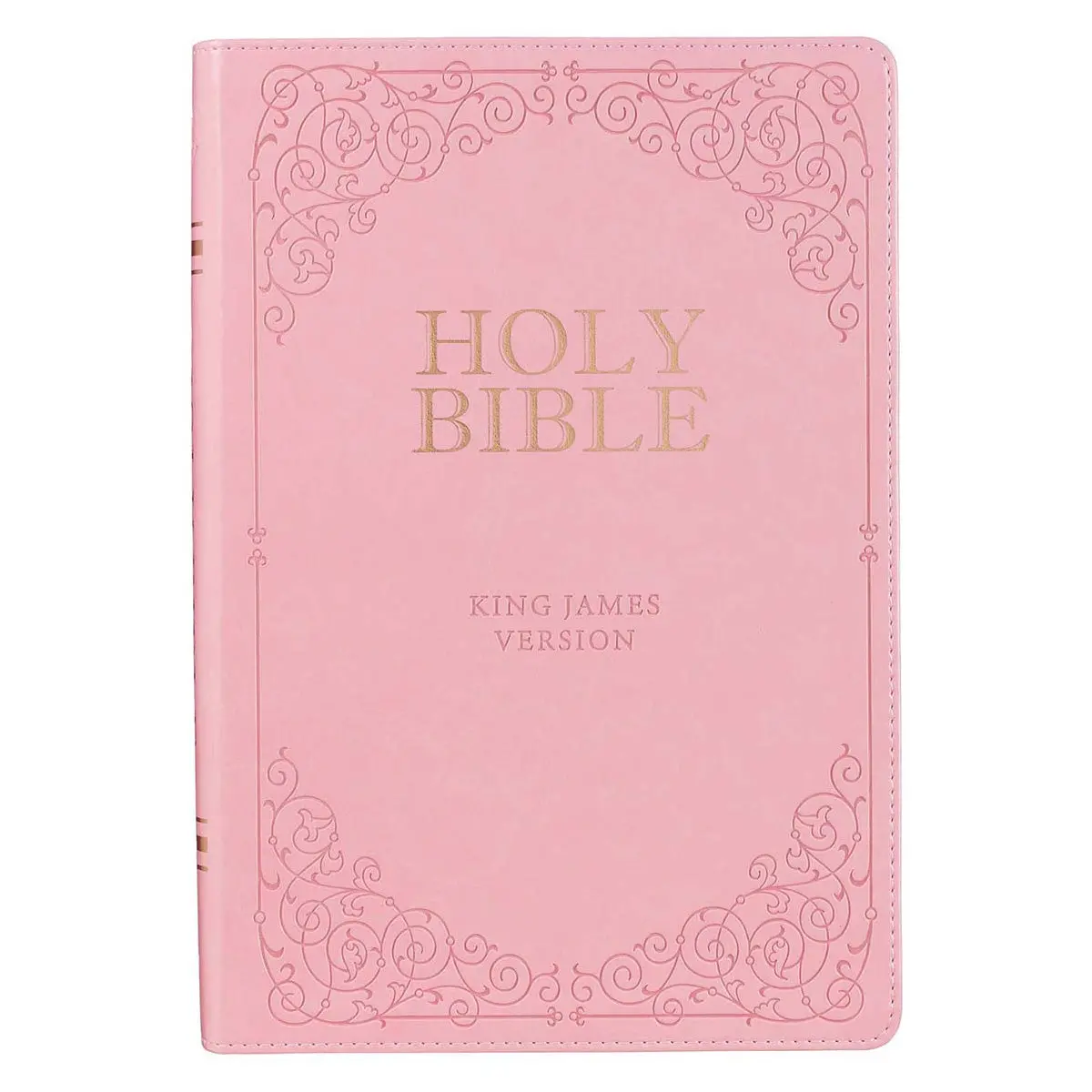 Kjv Pink Faux Leather Full-Size Bible Giant Print Indexed 1